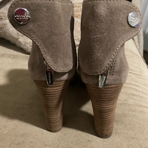 *Coach* Open Toe Taupe Suede Booties - Picture 8 of 8